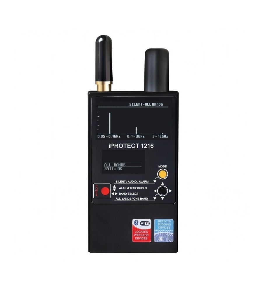 iProtect 1216 ima 3-pojasnu detekciju, odnosno 3 dijela frekvencijskog raspona: 50-700 MHz, 700 MH -3 GHz i 3-12 GHz